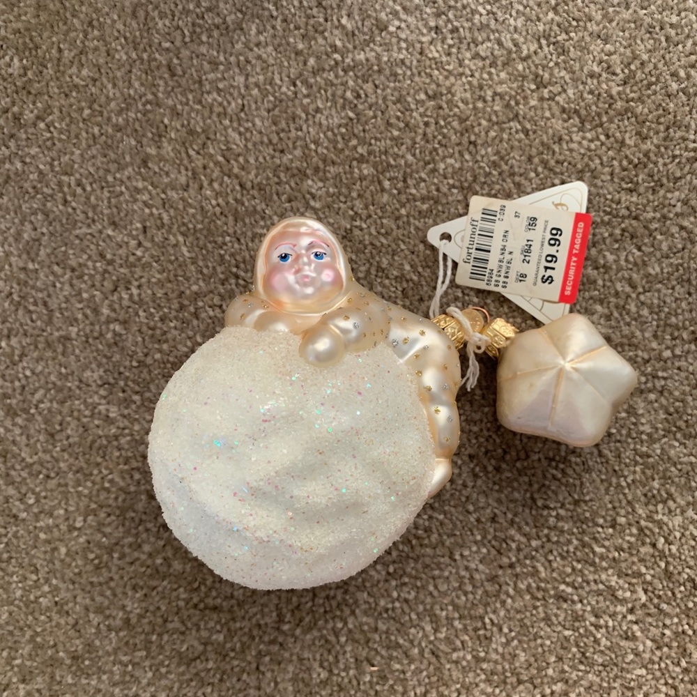 NWT Glass Snowbabies Snowball Ornament